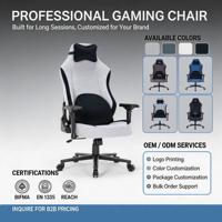 Chaise de jeu ergonomique pliable haut de gamme, pivotante et rotative, avec logo personnalisé, en tissu, pour salle de jeu - Vente en gros