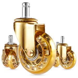 Hochwertige Büromöbel 2,5 Zoll <span class=keywords><strong>Heavy</strong></span> <span class=keywords><strong>Duty</strong></span> Gold Pu Elektro phore tischer Drehstuhl Geräuschlose Lenkräder - Product Image 1