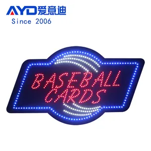 Tarjetas de béisbol LED de 18*30 pulgadas personalizadas, señal abierta, ventana colgante para interiores, tienda, letras luminosas LED, vallas publicitarias al por mayor