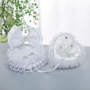 Coussin porte-alliances en satin blanc pour mariage, pour la mariée, <span class=keywords><strong>le</strong></span> porte-alliances, la demoiselle <span class=keywords><strong>d</strong></span>'honneur, boîte pour cérémonie, échange de vœux, cadeau de fête - Product Image 2