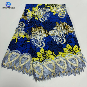 Sinya all'ingrosso ricamo Guipure cordino con stampa a cera Ankara tessuti africani 6 yarde/pz - Product Image 4