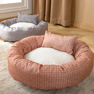 Wholesale Manufacturer Soft Washable And Comfortable Round Donut Cat Bed Eco-Friendly Soft Luxury Dog Bed Large Pet Bed