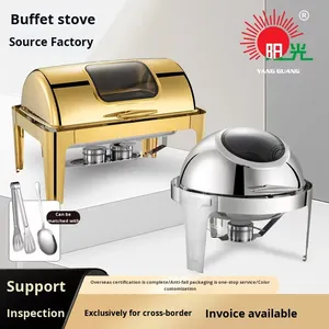 Juego de Recipientes para Calentar Comida, Redondos, Modernos y Sencillos, de Acero Inoxidable Dorado de Lujo, para Catering, Buffet, Uso Doméstico y Comercial, OEM, ODM - Product Image 5