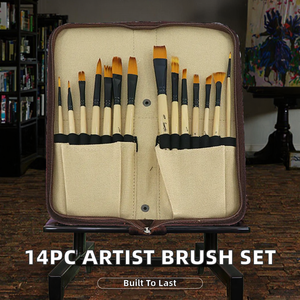 Pinceaux de peinture à l'huile en nylon et bois Seamiart, lot de 14 pièces, avec sac en toile, modèle 1010-14, vente chaude - Product Image 2