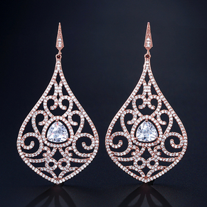 Pendientes colgantes de platino de aniversario impresionantes RAKOL EP2249 para mujer - Product Image 2