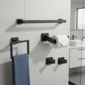 Juego de Accesorios de Baño en Negro Mate, Estilo Simple, para Colgar Toallas Diariamente, en Venta - Product Image 1