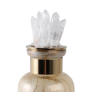 Vaso cilindrico in vetro con dettagli in cristallo per decorazioni da tavolo per casa e ufficio, tocco glamour. - Product Image 6