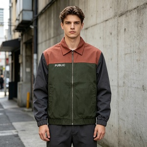 Veste coupe-vent décontractée pour homme, personnalisée, avec broderie plate, color block, col rabattu, fermeture éclair, coupe régulière, patchwork - Product Image 3