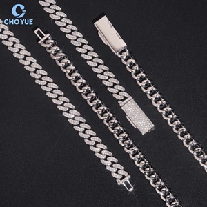 Cadena de eslabones cubanos de moissanita de 8 mm con 2 filas, diseño económico, chapada en rodio, plata 925, joyería Hiphop Iced Out, certificado GRA - Product Image 3