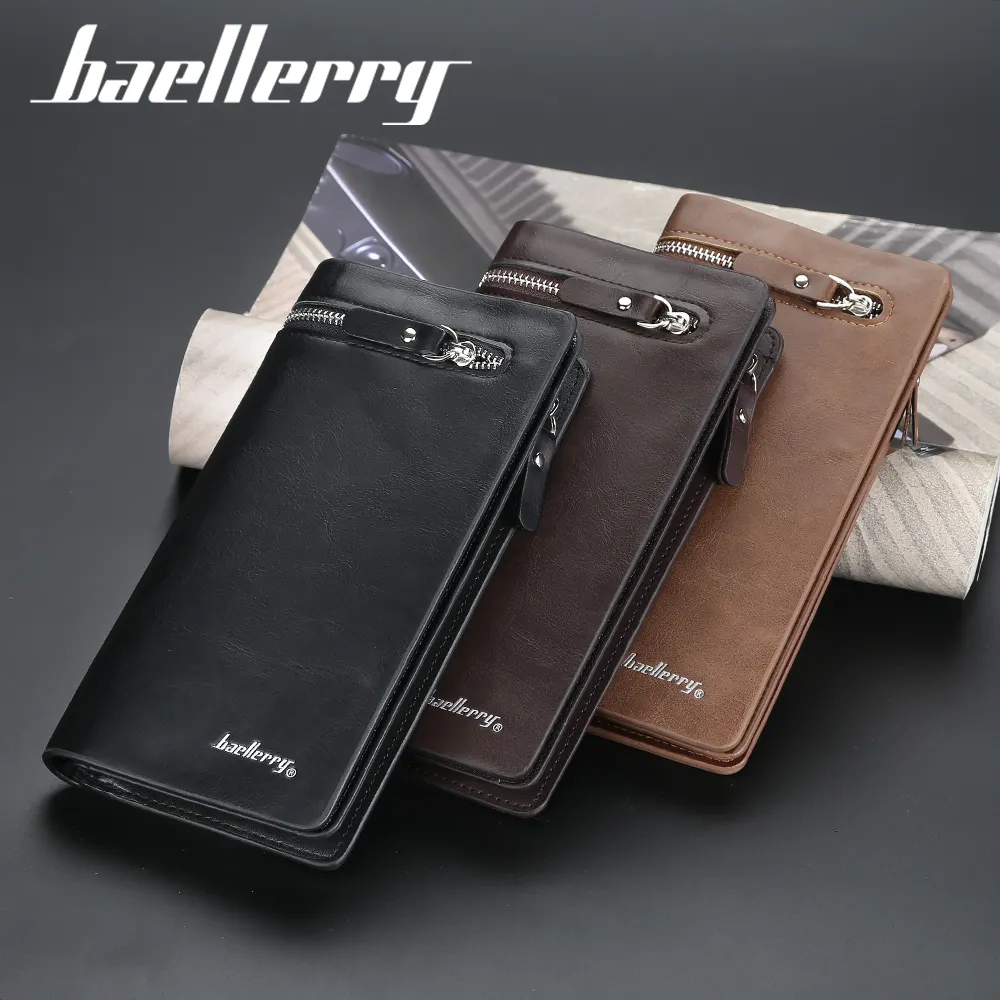 Baellerry business clutch bag Men's Long Zipper Clutch Wallet Wholesale male mobile phone bag