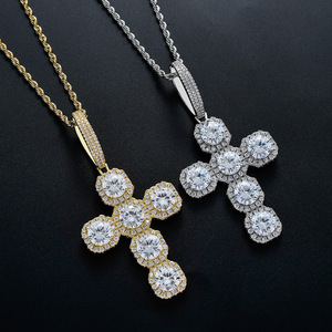 Wholesale 87mm Oversized Cross Solid Copper Pendant <strong>Necklace</strong> Hip Hop Style Full Zircon for <strong>Men</strong> Women's Engagement Wedding <strong>Rope</strong> - Product Image 4