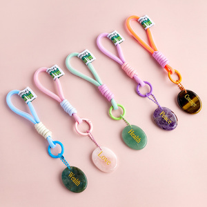 Llavero de Piedra de Cristal Natural al por Mayor con Palabras de Energía Positiva, Amuleto de Gema Curativa para Bolsos - Product Image 1