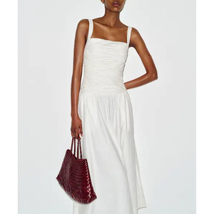 Vestido Midi Elegante de Alta Calidad para Mujer, Vestido Blanco con Tirantes y Corte en A, de Satén, para Fiesta de Verano - Product Image 2