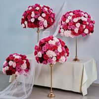 Guang Qianfeng Nouvelle Série Rouge Foncé Boule de Fleurs Artificielles en Rose pour Décoration de Mariage, Fêtes, Scène et Table, pour la Maison et le Bureau