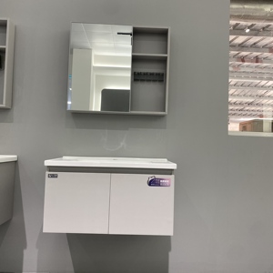 WJL Modern Moisture-Proof Ceramic Basin Wall-Mounted <strong>Vanity</strong> Cabinet Set with Lighted Mirror for <strong>Hotel</strong> Bathrooms Bathroom <strong>Vanities</strong> - Product Image 3