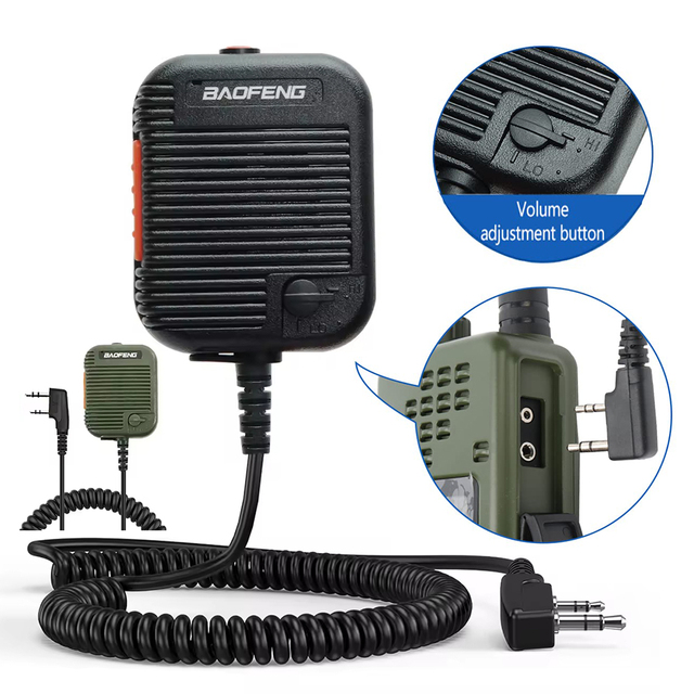 Baofeng AR-152 Walkie Talkie 2 Pin K Type Tactical Microphone Volume Adjustable 3.5mm Earphone Jack Speaker Mic for DM-32 UV-32