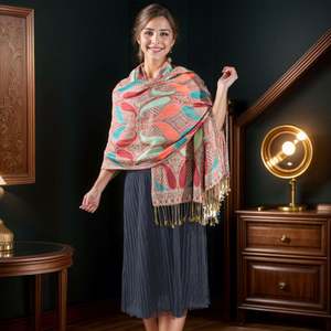 Nouveau design tendance, écharpes longues en polyester jacquard à motifs de feuilles d'automne, turbans pour femmes du Népal, YHK0043 - Product Image 2