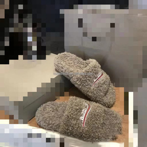 Women Shoes Winter Platform <strong>Slippers</strong> Lady Multi Color Indoor Home Soft <strong>Fluffy</strong> Fuzzy Slide With Embroidery Warm Fur <strong>slippers</strong> - Product Image 4