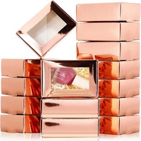 Boîtes à savon miniatures en papier kraft avec fenêtre, emballage cadeau avec logo personnalisé, 3,7x2,6x1,37 pouces, or rose