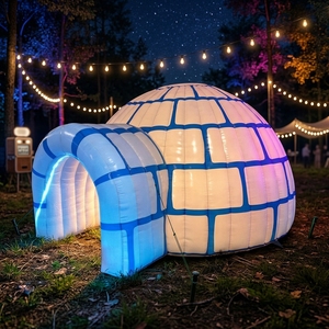 Igloo de nieve inflable con luces LED blancas para Navidad tienda inflable pequeña domo para diversión infantil - Product Image 1