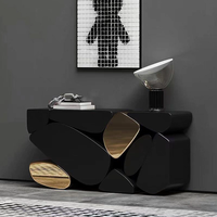 Table console irrégulière de luxe italienne, design moderne, en acier inoxydable, pour hall d'entrée de villa et de manoir, décoration de hall.