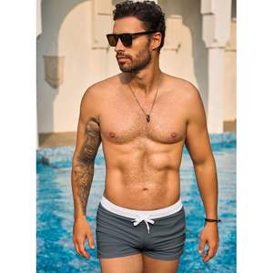 กางเกงว่ายน้ำขาสั้นผ้าโพลีเอสเตอร์สำหรับผู้ชายกางเกงว่ายน้ำมีซิปรูดเอวยางยืด - Product Image 2