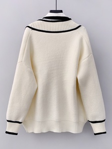Pull en tricot pour <span class=keywords><strong>femme</strong></span>, nouvelle mode décontractée printemps-automne 2025, couleur contrastée, double poche, manches longues, vente en gros - Product Image 4