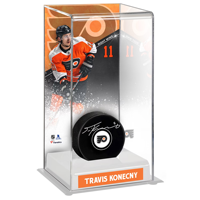 Étui de luxe sur mesure pour pucks de hockey sur glace avec support d'affichage en acrylique pour un seul puck et flyers imprimés