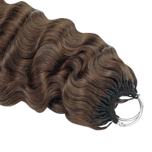 Cheveux humains bouclés birmans doublement étirés FH, pour tresses au crochet, avec nœuds miracle # Tresses en cheveux humains à pointe effilée 4 couleurs pour crochet - Product Image 4