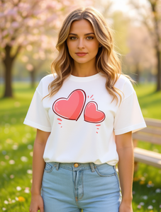 T-shirt Oversize da Donna con Stampa Cuore, Manica Corta, Girocollo, Vestibilità Ampia, Casual, Top Primaverile Estivo, Outfit per San Valentino - Product Image 2