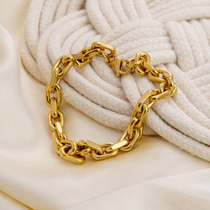 Pulsera de Cadena de Eslabones de Moda, Chapada en Oro de 18K, Acero Inoxidable, Diseño Grueso, Accesorio de Joyería Unisex, Hecho en Yiwu - Product Image 3