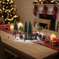 Ensemble de 8 maisons de village de Noël de haute qualité avec clôture, décorations de village miniature, mini sapin de Noël