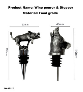 <span class=keywords><strong>Bouchon</strong></span> <span class=keywords><strong>de</strong></span> bouteille en métal gris bronze avec tête <span class=keywords><strong>de</strong></span> sanglier et <span class=keywords><strong>verseur</strong></span> <span class=keywords><strong>de</strong></span> <span class=keywords><strong>vin</strong></span>, design 3D personnalisé en gros - Product Image 2