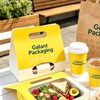 Boîte alimentaire en papier portable avec fenêtre transparente, pliable, pour emporter gâteaux et salades, impression de logo personnalisée