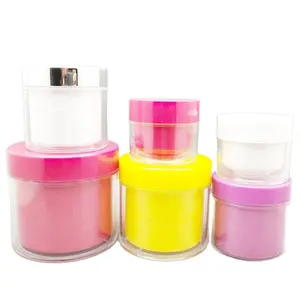 50ml 100ml 120ml 200ml 280ml PS colorful double wall round cosmetic plastic jar for gel dipping powder and face/skin cream