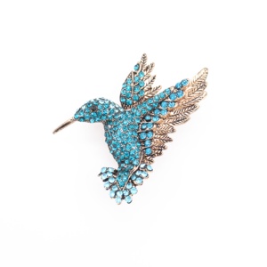 Broches de colibrí con diamantes de imitación, joyería de moda, varios colores, oro antiguo - Product Image 5