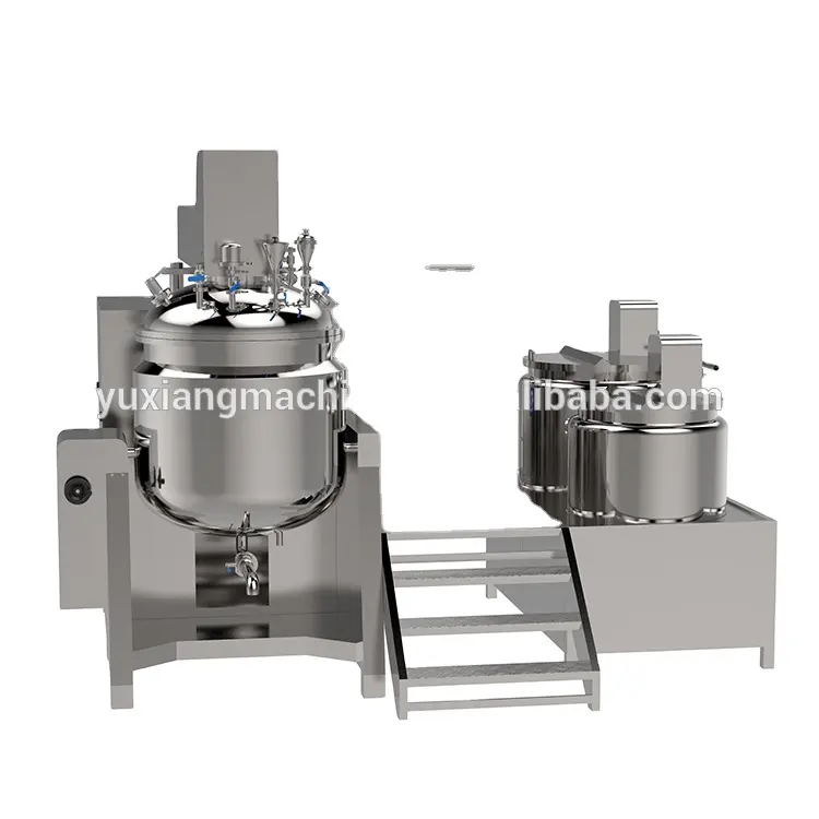 Machine cosmétique hydraulique levage double enveloppe en acier inoxydable réservoir de mélange homogénéisateur émulsifiant