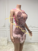 Robes de soirée scintillantes en diamant Ocstrade pour dîner, robes sexy haute couture en plumes et strass, tenue de scène