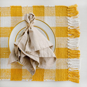 Manteles individuales de estilo bohemio personalizados al por mayor, manteles de papel redondos coreanos tradicionales, vajilla de boda impermeable, técnica tejida - Product Image 1