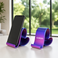 Support de téléphone en forme de cœur imprimé en 3D avec logo personnalisé, finition PLA dégradée, support de téléphone de bureau mignon pour le bureau