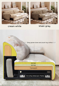Ensemble de lit convertible sectionnel motorisé intelligent et extensible en cuir véritable pour hôtel, fonctionnel, avec zéro espacement mural Living 6662xiaoxianger - Product Image 5