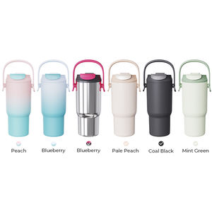 Cangkir kopi termal terisolasi vakum baja tahan karat 20 oz kustom dengan pegangan dan tutup sedotan - Product Image 4