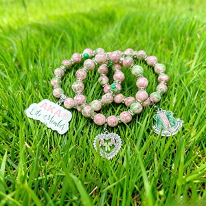 <span class=keywords><strong>Bracelet</strong></span> pendentif en perles élastiques <span class=keywords><strong>vert</strong></span> rose AKA personnalisable Sigma Gamma Rho Sorority <span class=keywords><strong>Bracelet</strong></span> en perles cadeau - Product Image 2