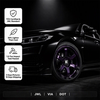 Jantes en alliage forgées sur mesure ANRUN, style TE37, 1 pièce, légères, finition violet foncé brillant, 16 24 6061-T6 DOT/JWL/VIA
