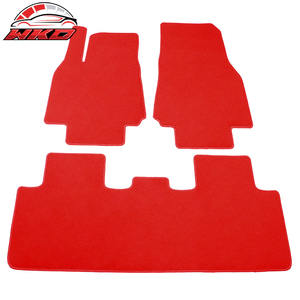 พรมปูพื้นสำหรับเทสล่า รุ่น Y 4 ประตู ปี 20-24 พรมหน้าและหลัง กำมะหยี่สีแดง - 3 ชิ้น - Product Image 1