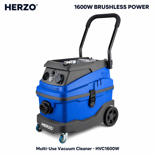 HERZO 1600W Multi-Use 30L Capacity Vacuum Cleaner Machine 230V Dust Cleaner with Brushless Motor Power Tools