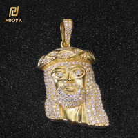 Pendentif Tête de Jésus en Moissanite NUOYA Couleur D VVS, Monture Griffe en Argent 925, Certificat GRA, Bijoux Hip Hop pour Hommes et Femmes