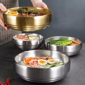 Vente en gros de bols à soupe coréens à double paroi en acier inoxydable 304, bols à nouilles en métal, bols à <span class=keywords><strong>ramen</strong></span> dorés, bols pour restaurant et maison - Product Image 3