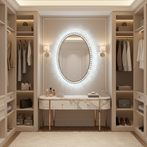 Luxury Smart Modern Wall-Mounted Oval Stainless Steel Eco-Friendly Durable Beauty <b>Makeup</b> & Shaving <b>Mirror</b> - Product Image 3