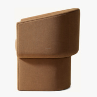 Fauteuil de salle à manger moderne Elite Organic, base sculpturale, style Arhau de luxe, assise rembourrée en tissu texturé pour villa